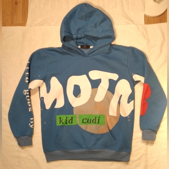 KID CUDI Man on the Moon 3 The Chosen  Cotton Blue Heavy Sweatshirt print Hoodie - Picture 4 of 13